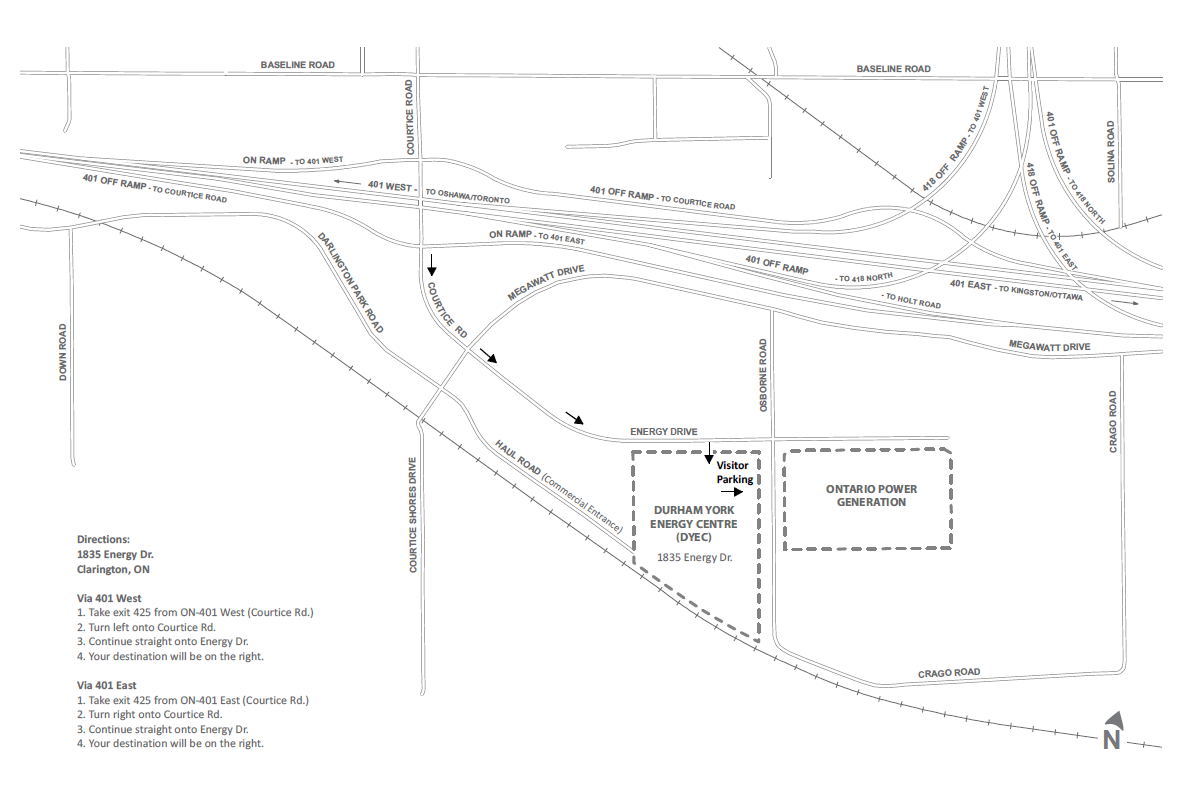 Map to Durham York Energy Centre